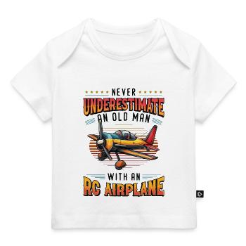 Vieil homme avec maquette d’avion - T-shirt Premium bébé bio - blanc - Devant