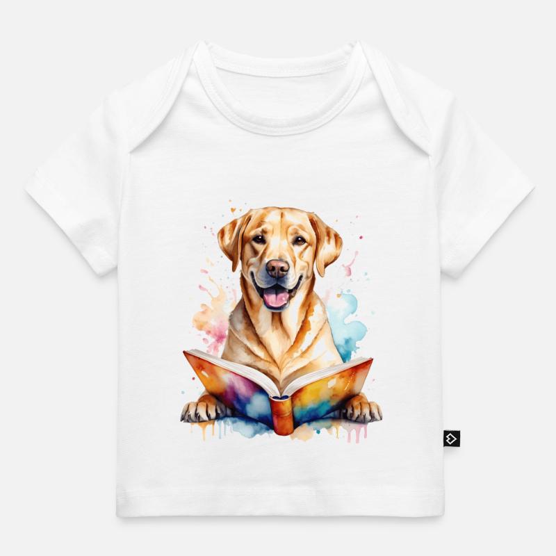 Labrador Retriever livre de lecture chien conception impression - T-shirt Premium bébé bio - blanc