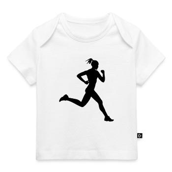 Runner girl or lady running - Baby Premium Organic T-shirt - white - Front