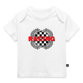 Course - Le drapeau à damier Laurel quitte Racing Sport - T-shirt Premium bébé bio - blanc - Devant