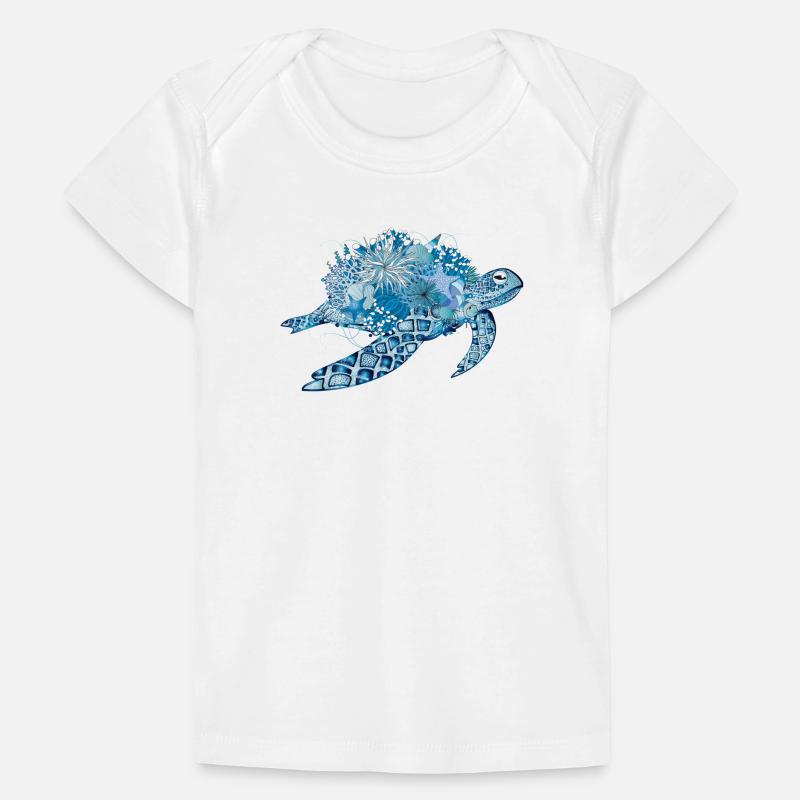 imaginative blue turtle with corals Baby Premium Organic T-shirt