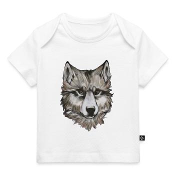 Wolf Portrait – realistische Tier Illustration - Baby Premium Organic T-Shirt - Weiß - Vorne