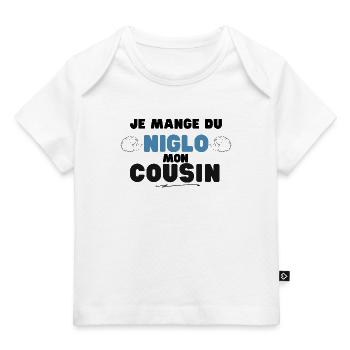 Niglo Cousin Motif Contrasté - T-shirt Premium bébé bio - blanc - Devant