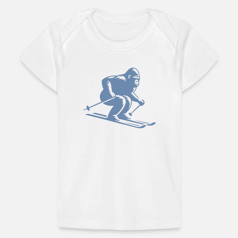 Singe Gorille Chimpanzé Ski Silhouette Design T-shirt Premium bébé bio