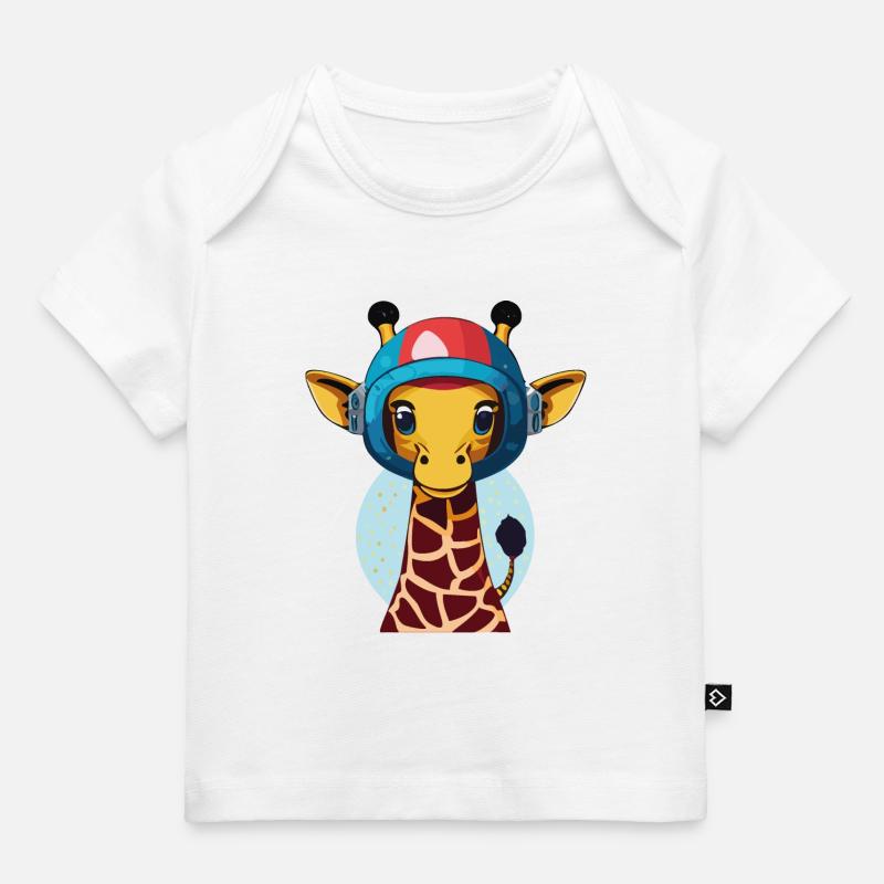 Girafe de l’espace avec casque - T-shirt Premium bébé bio - blanc