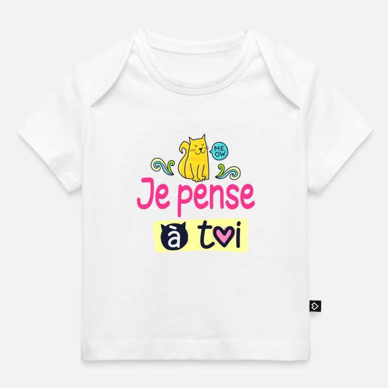 Je pense à toi - Chat Joyeux - T-shirt Premium bébé bio - blanc