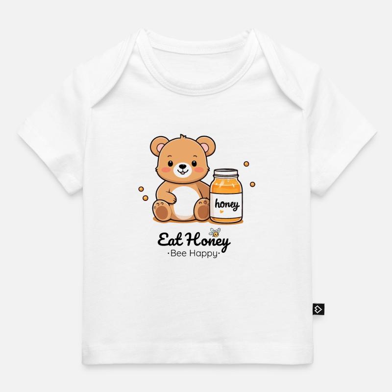 Ours câlin avec bocal à miel - T-shirt Premium bébé bio - blanc