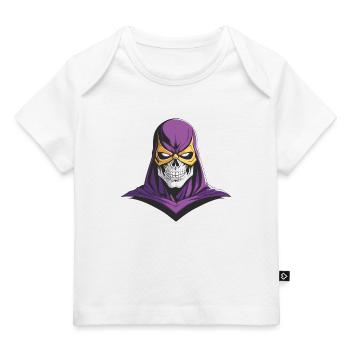 Le Crâne Musclé Super-Héros Violet - T-shirt Premium bébé bio - blanc - Devant