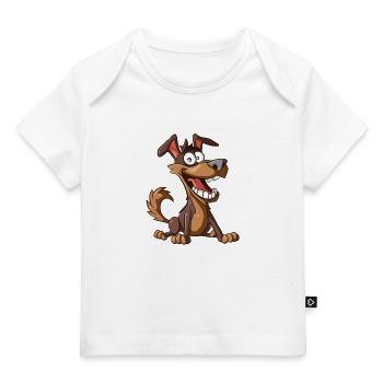 Fröhlicher Cartoon Hund - Baby Premium Organic T-Shirt - Weiß - Vorne