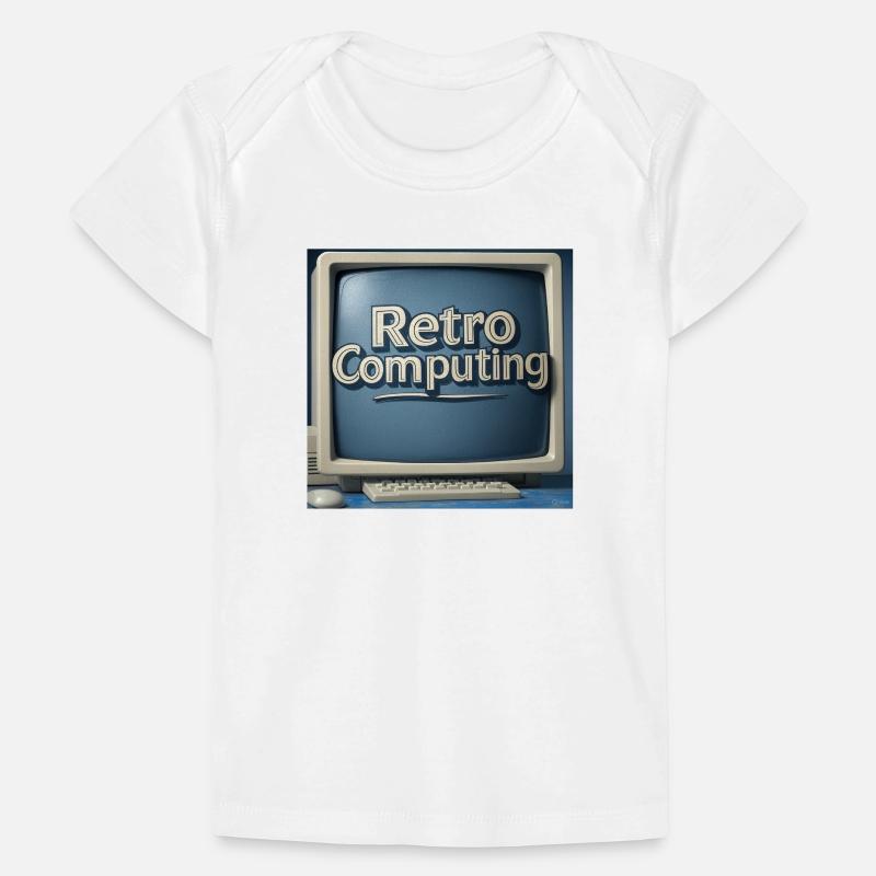 Retro Computer Graphics on Blue Background Baby Premium Organic T-shirt