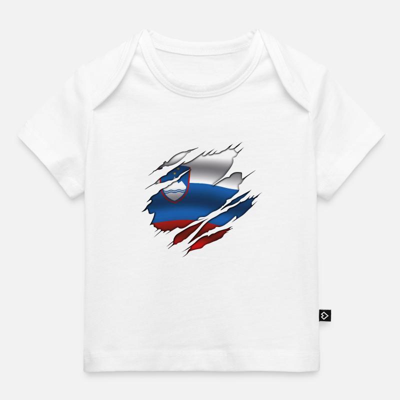 Drapeau de la Slovénie - Slovénie - Drapeau déchiré - T-shirt Premium bébé bio - blanc