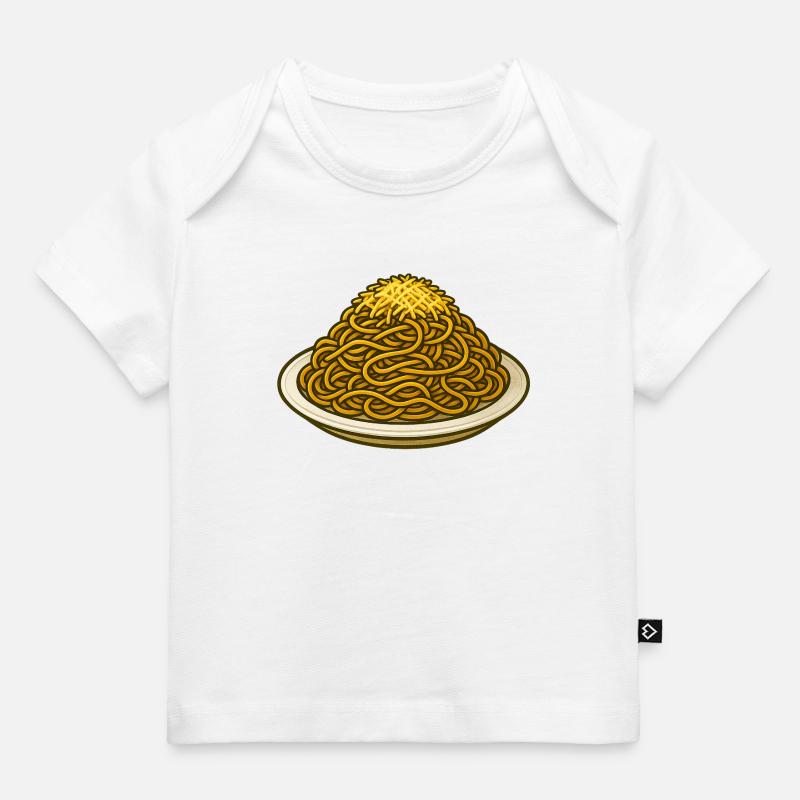 Spaghetti avec illustration de fromage - T-shirt Premium bébé bio - blanc