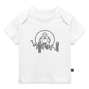 Stadt Silhouette Roboter: KI trifft Urbanes Design - Baby Premium Organic T-Shirt - Weiß - Vorne