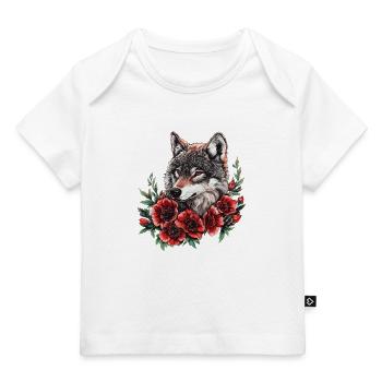 Wolfskopf im Blütenkranz - Baby Premium Organic T-Shirt - Weiß - Vorne