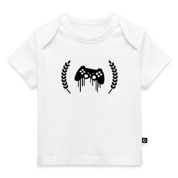 gaming kontroller kranz wappen - Baby Premium Organic T-Shirt - Weiß - Vorne