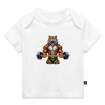 Starker Fitter-Tiger Illustration - Baby Premium Organic T-Shirt - Weiß - Vorne
