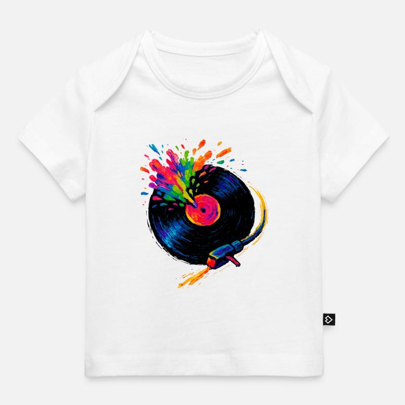 Platine Vinyle colorée pop - T-shirt Premium bébé bio - blanc
