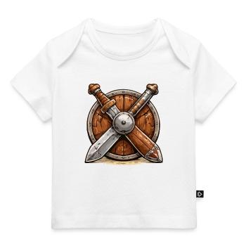 Bouclier et Épées Viking - T-shirt Premium bébé bio - blanc - Devant