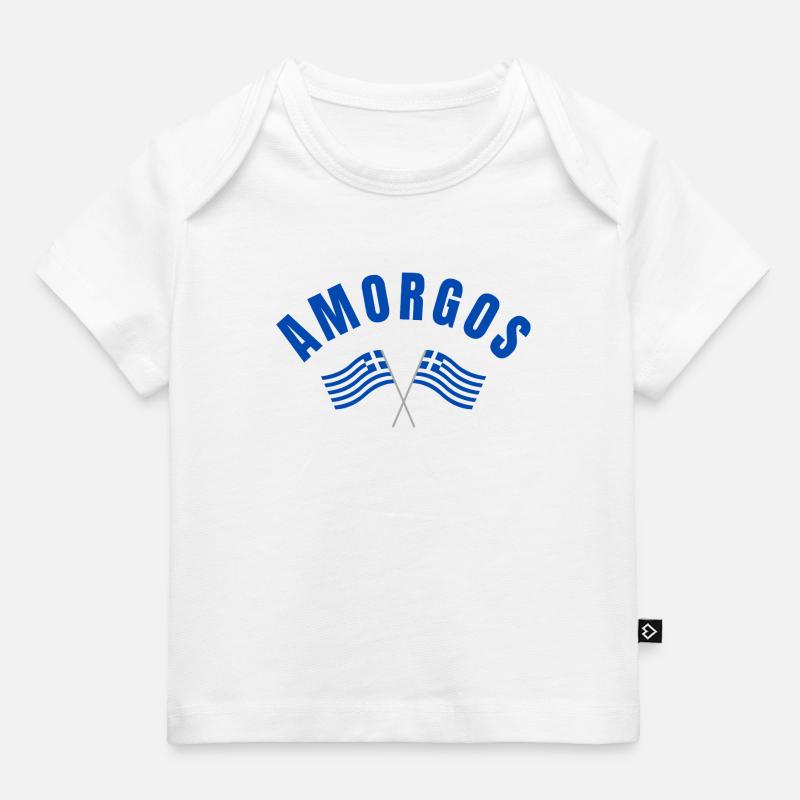 Drapeaux grecs d’Amorgos - T-shirt Premium bébé bio - blanc