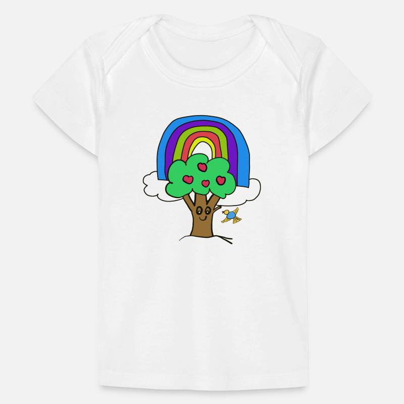 Rainbow Apple Tree Bird Kids Baby Premium Organic T-shirt