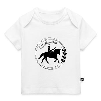 Voltigieren Mühle: Volti Pferdesport Pflichtübung - Baby Premium Organic T-Shirt - Weiß - Vorne