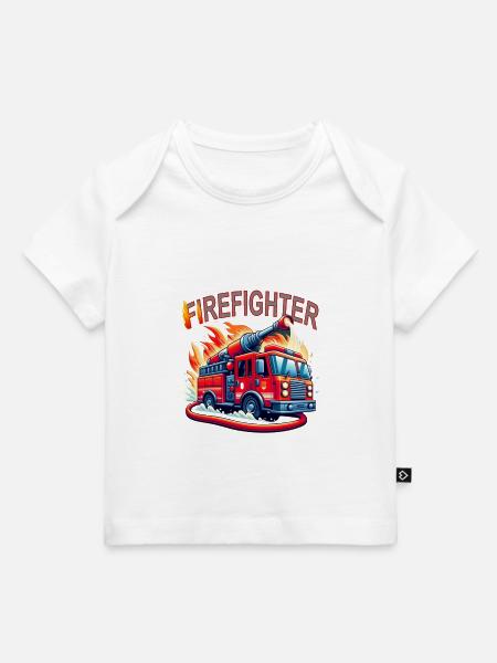 Fire brigade with fire engine - Baby Premium Organic T-shirt - white