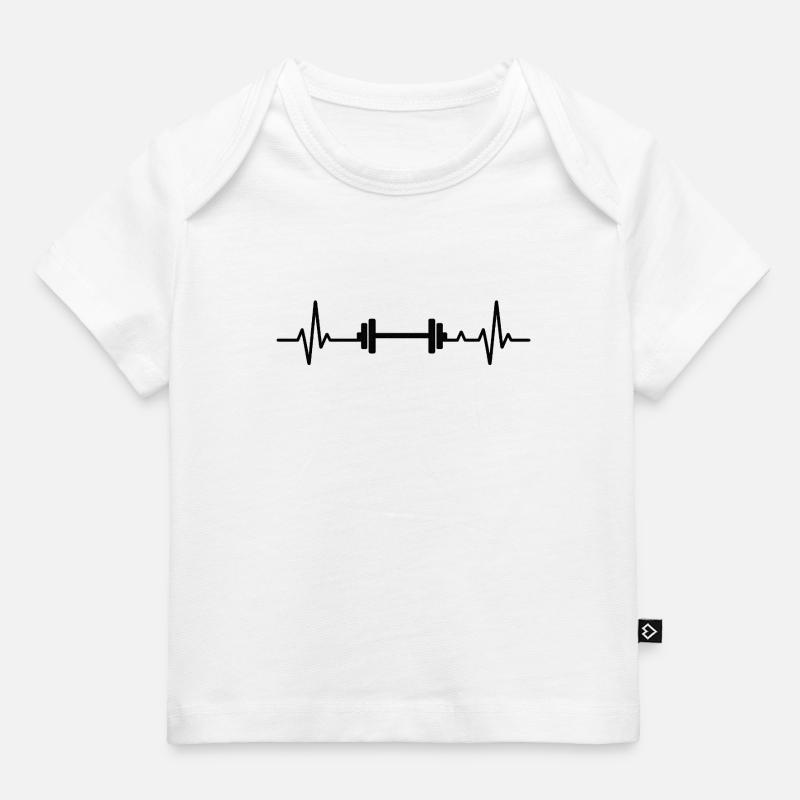 Conception de battement de cœur avec haltère - T-shirt Premium bébé bio - blanc