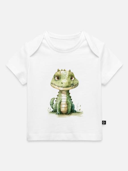 Krokodil, handgemalt - Wasserfarben - Baby Premium Organic T-Shirt - Weiß