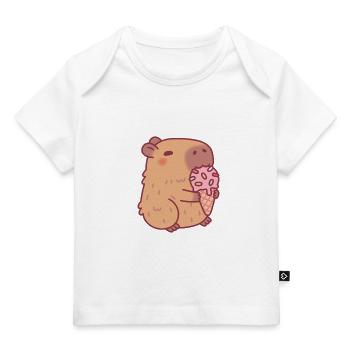Cute Capybara Eating Gelato - Baby Premium Organic T-shirt - white - Front