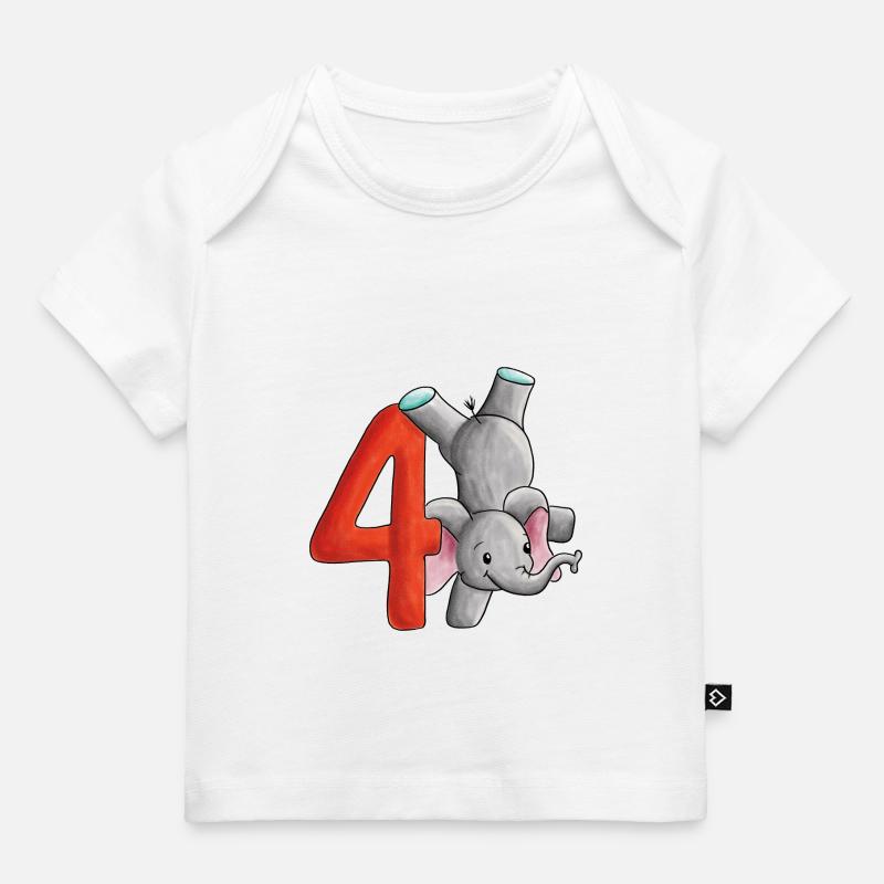 4e anniversaire éléphant - T-shirt Premium bébé bio - blanc