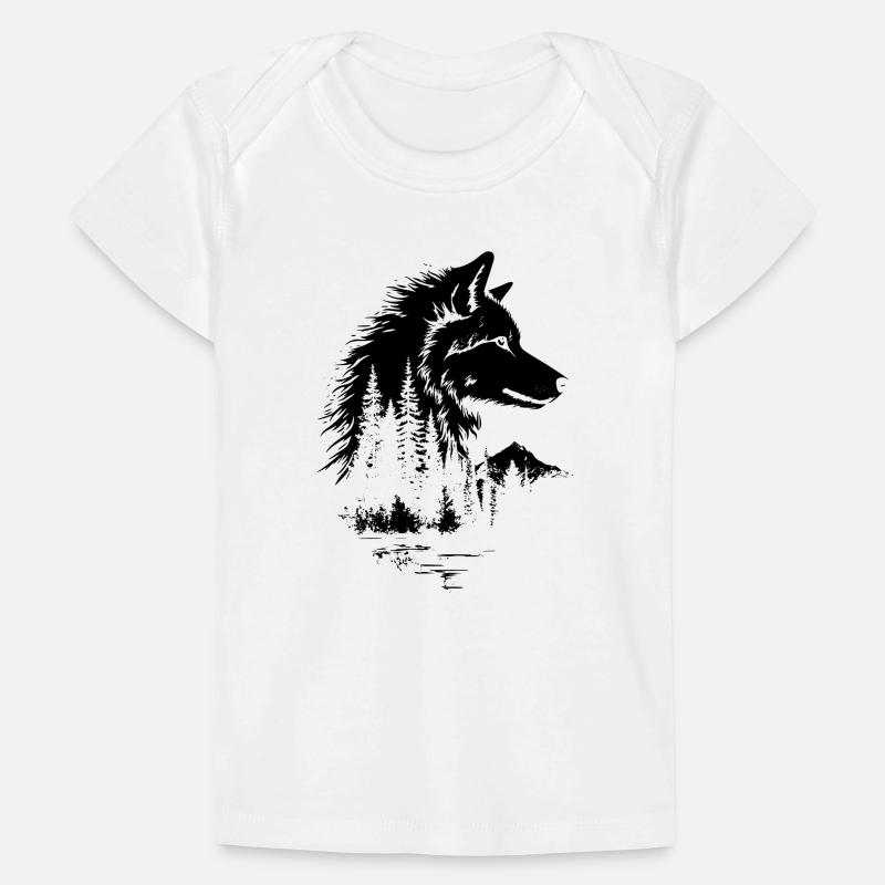 Wolf Gesicht Wald Silhouette Baby Premium Organic T-Shirt