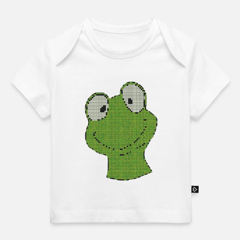 Pixel Frog Pixel Vert Smiley - T-shirt Premium bébé bio - blanc