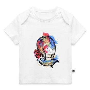 Une belle et drôle aquarelle Calavera Design - T-shirt Premium bébé bio - blanc - Devant