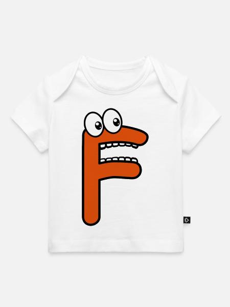 F - letter F with eyes 👀 - Baby Premium Organic T-shirt - white