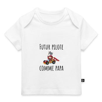 futur pilote comme papa cadeau - T-shirt Premium bébé bio - blanc - Devant