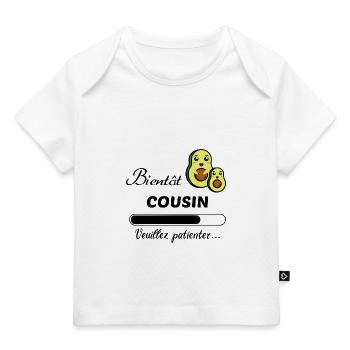 Bientôt cousin veuillez patientez ! cadeau cousin - T-shirt Premium bébé bio - blanc - Devant