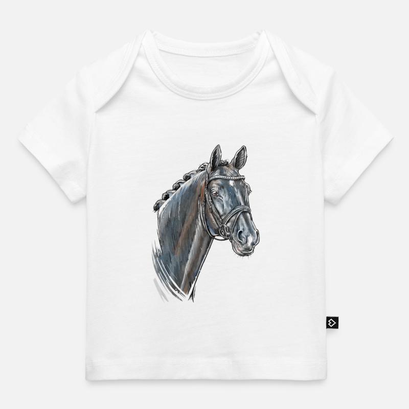 Portrait de cheval Totilas - T-shirt Premium bébé bio - blanc