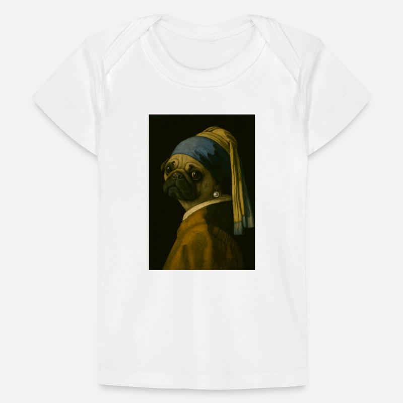 Pug mit Perlenohrring im Mona-Lisa Stil Baby Premium Organic T-Shirt