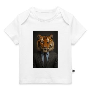 Tiger in a suit office chic - Baby Premium Organic T-shirt - white - Front
