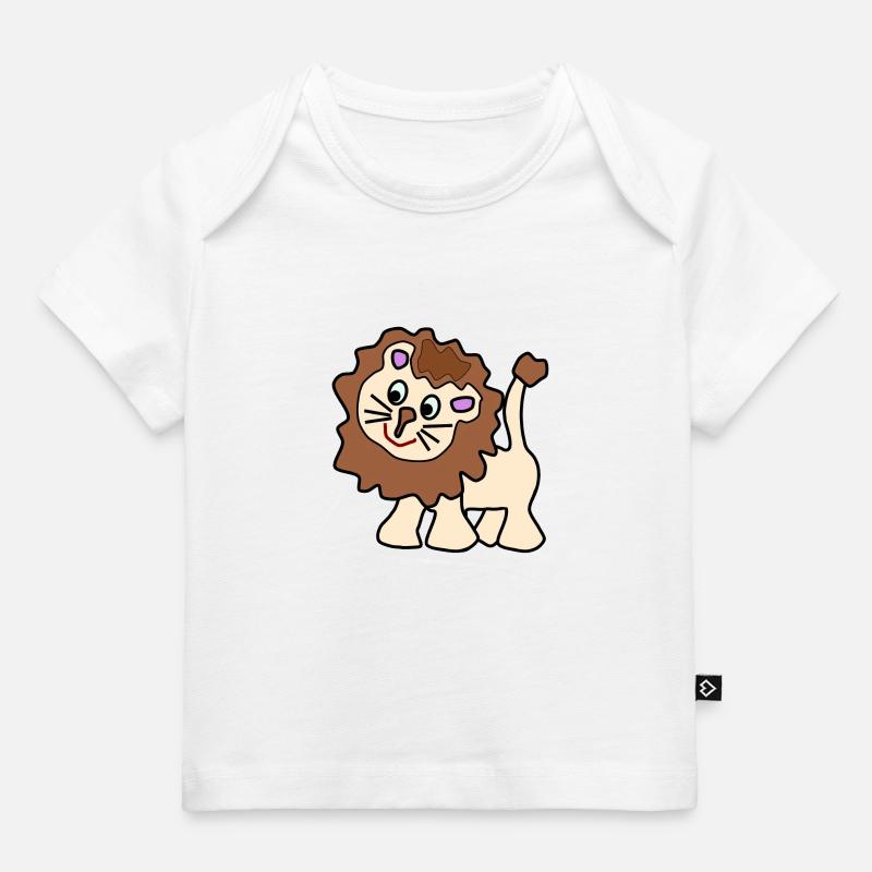 Mignon drôle de lion brun - T-shirt Premium bébé bio - blanc