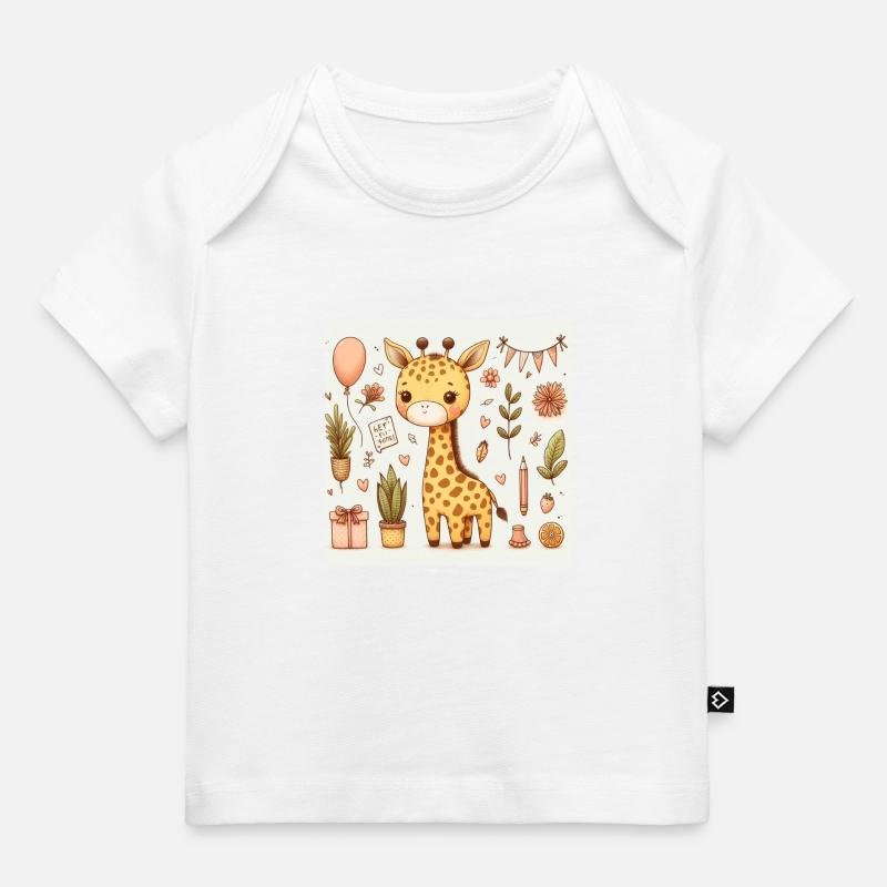 Anniversaire de girafe - T-shirt Premium bébé bio - blanc