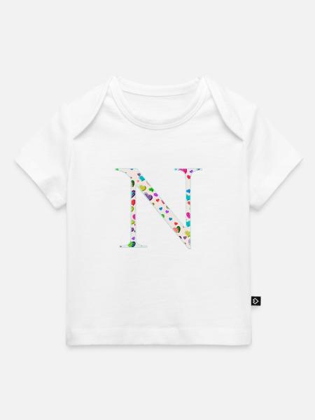Personalisierbar Monogramm N Herzmuster - Baby Premium Organic T-Shirt - Weiß