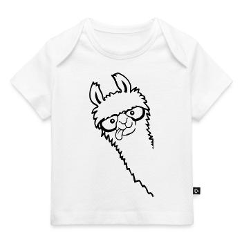 Lunettes en corne Nerd Lama - T-shirt Premium bébé bio - blanc - Devant