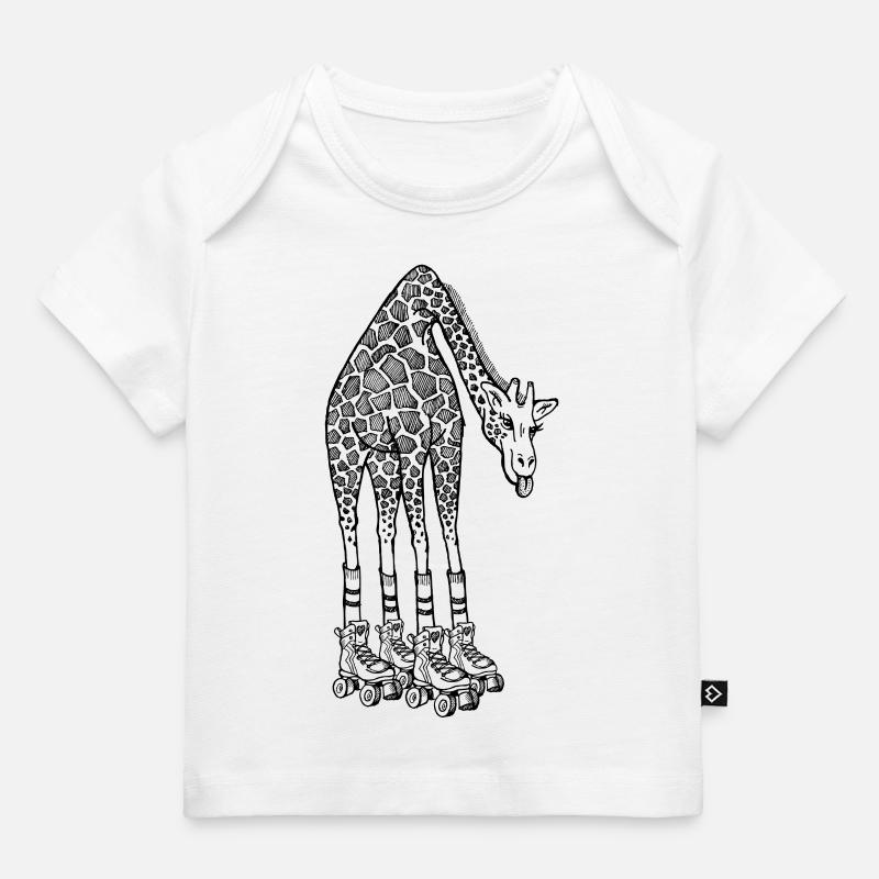 Girafe sur rollers - T-shirt Premium bébé bio - blanc