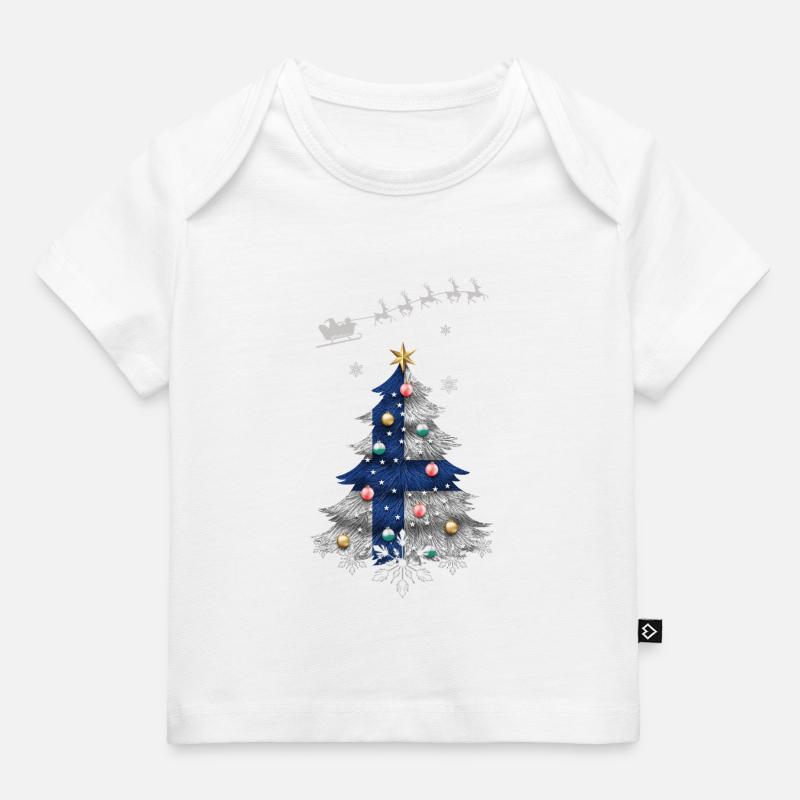 Sapin de Noël avec drapeau finlandais - T-shirt Premium bébé bio - blanc