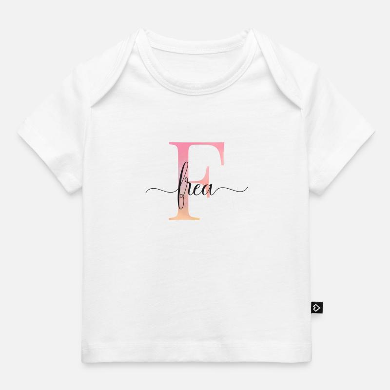 F| Monogramme | Nom | FreaAquarelle - T-shirt Premium bébé bio - blanc