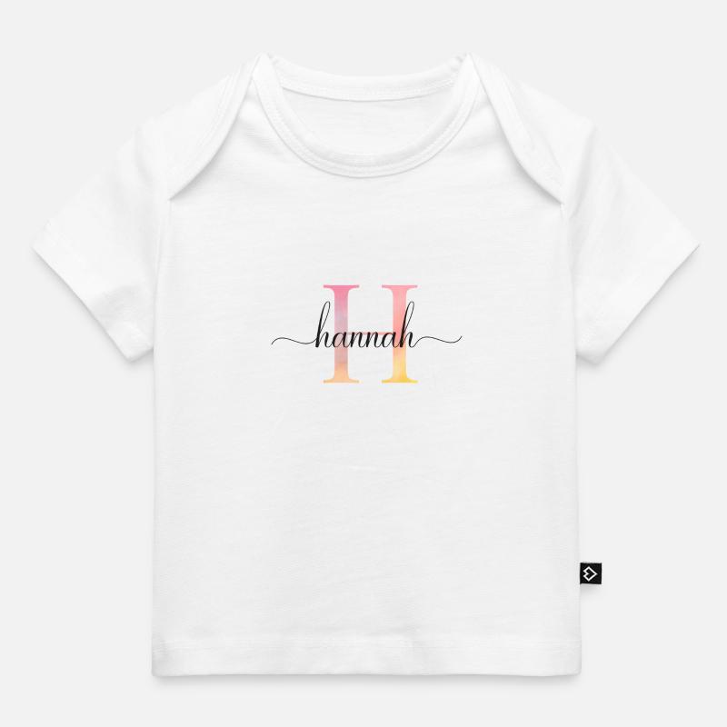 H | Monogramme | Nom | Hélène |Aquarelle - T-shirt Premium bébé bio - blanc