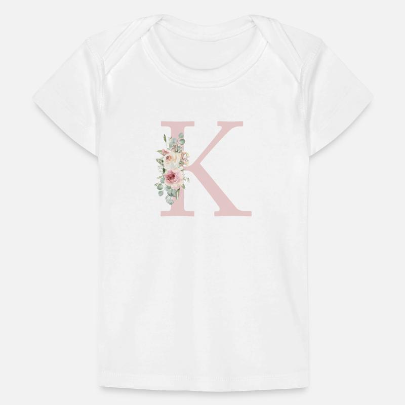 K| Monogramm | Eukalyptus-Pastell-Blumen-Blau Baby Premium Organic T-Shirt