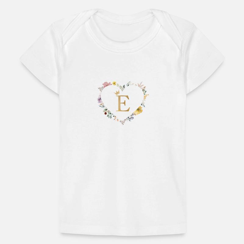 Buchstabe E, Monogramm, Herz, personalisierbar Baby Premium Organic T-Shirt