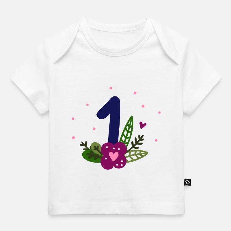 Premier anniversaire / Un / Fleurs - T-shirt Premium bébé bio - blanc